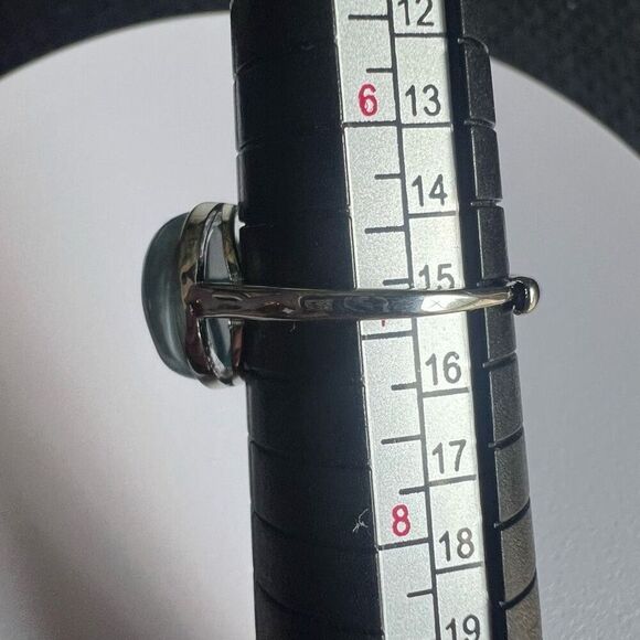 Larimar Crystal Oval Gemstone Ring Size 7 Adjustable (#3) - Picture 10 of 14